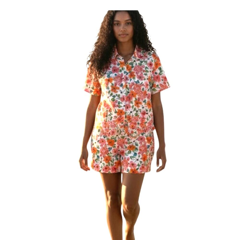 Russ Liz Claiborne Vintage Floral Shirt & Short Set size 6